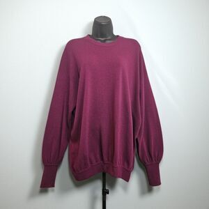 VTG MARK CROSS Scottish Cashmere Plus Size Baloon Sleeve Sweater Rasberry XXL